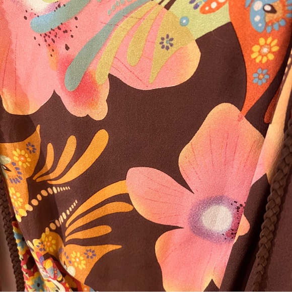 Tibi Silk Dress Floral Long Sleeve Boho Maxi Size 2 - Picture 3 of 7